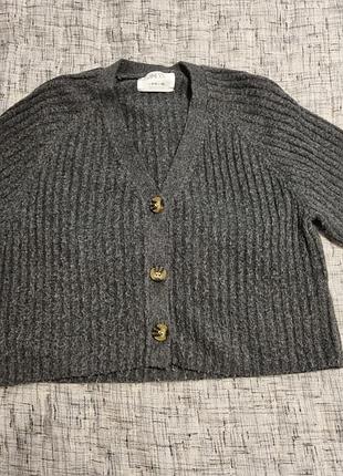 Кофта zara сіра в'язана на ґудзиках для дітей 9-10 років