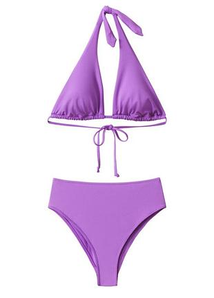 Красивый купальник лавандового цвета трусики с высокой посадкой h&m