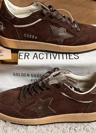 Кеди низькі golden goose коричневі замшеві на шнурівці