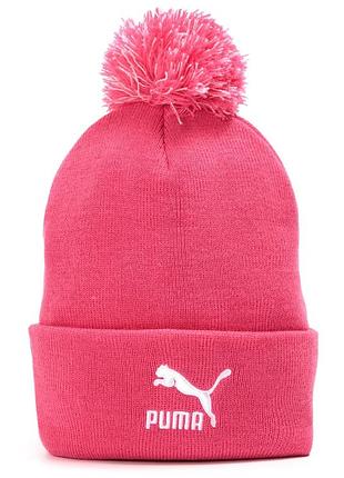 Puma core knit pom pom pink beanie 021374 04 шапка оригинал унисекс розовая
