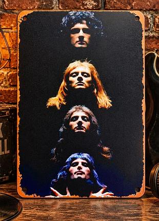 Металлическая винтажная табличка queen bohemian rhapsody фредди меркьюри рок 14х20 см
