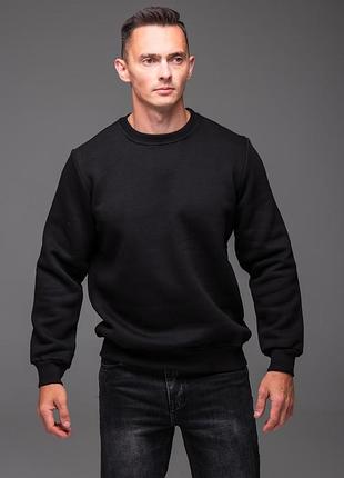 Свитшот мужской черный casual на флисе 2