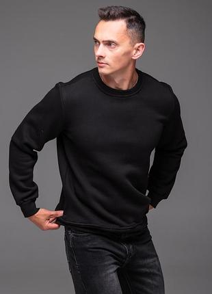 Свитшот мужской черный casual на флисе 4