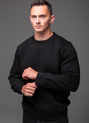 Свитшот мужской черный casual на флисе 6