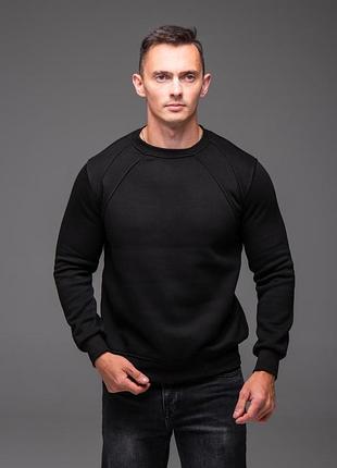 Світшот чоловічий чорний на флісі prime
