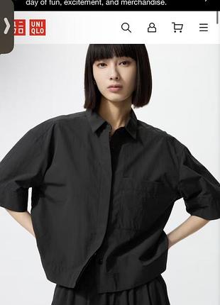 Сорочка унісекс uniqlo чорна оверсайз xs