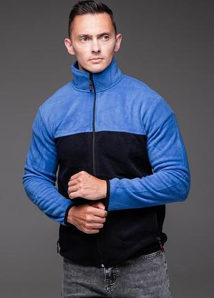 Кофта мужская флисовая черная с синим 8