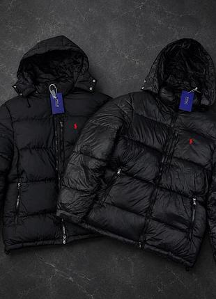 Чоловічий пуховик polo ralph lauren чорний (глянцевий та матовий)