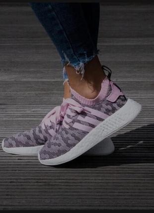 Кросівки adidas nmd r2 pk wonder pink camo glitch primeknit boost black white 9 жіночі спортивні тренувальні 39
