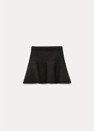 Міні-спідниця zara в'язана чорна розкльошена