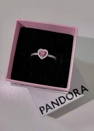 Перстень жіночий pandora срібло з рожевим серцем