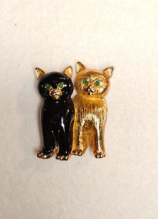 Винтажная брошь котят swarovski