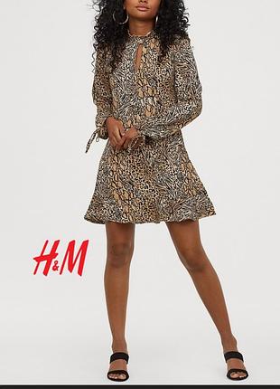 Романтична сукня з оборками в леопардовий принт h&m