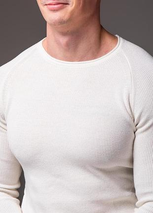 Білий чоловічий светр slim fit 3