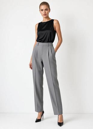 Жіночі штани uniqlo + comptoir des cotonniers tweed pleated tapered pants сірі
