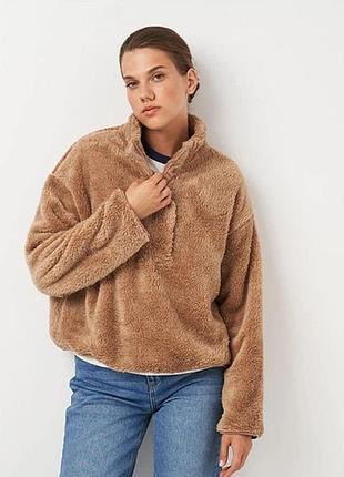 Жіноча толстовка коричнева плюшева  (худ тедді») h&m