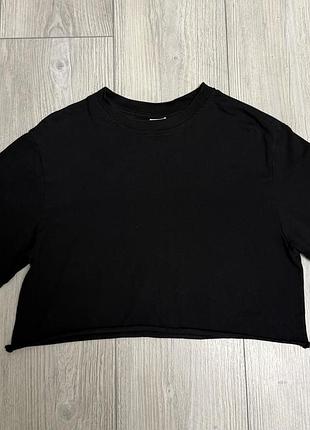 Котонова укорочена футболка h&m