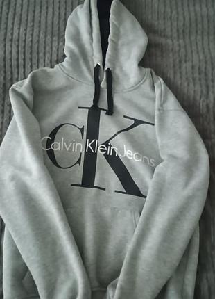 Худі calvin klein jeans сіре з логотипом