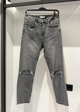 Джинси жіночі zara сірі рвані