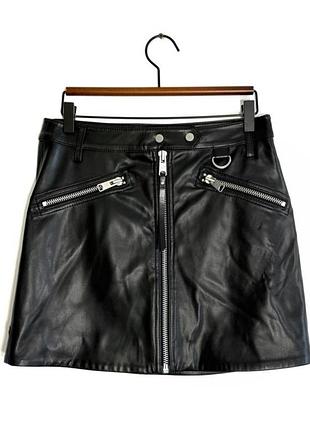 Черная кожаная мини юбка allsaints