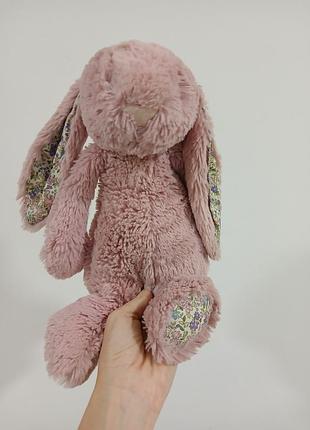М'яка іграшка кролик зайчик jellycat рожевий з квітковим принтом