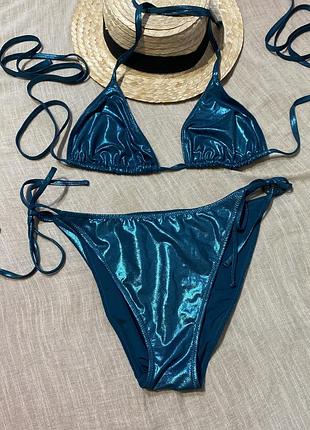 Calzedonia шикарний роздільний блискучий купальник на зав‘язки