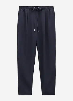Стильные легкие темно-синие брюки zara basic collection
