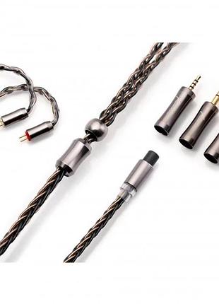 Кабель для наушников kinera leyding 2-pin серый 1.2 м со сменными штекерами