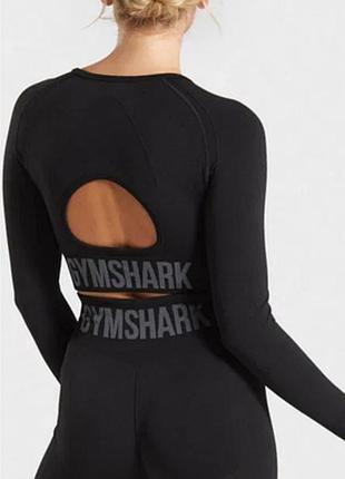 Gymshark flex кроп-топ з довгим рукавом, чорний, m