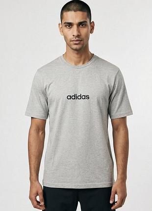 Мужская серая плотная коттоновая футболка adidas адидас оригинал