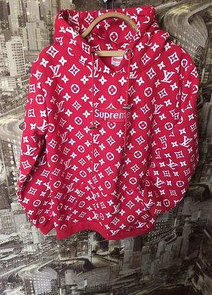 Худі louis vuitton x supreme червоне з капюшоном