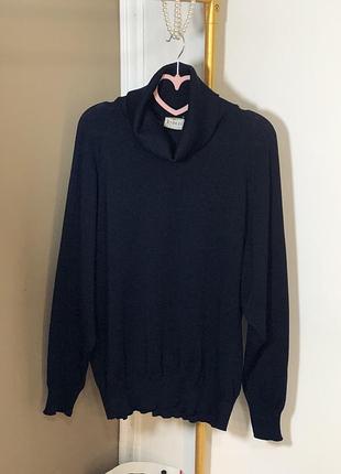 Джемпер синій жіночий класичний базовий вовна woolmark