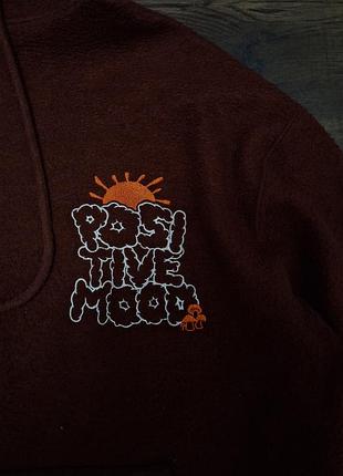 Худі pull&bear оверсайз коричневе з вишивкою 5