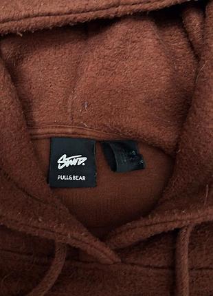 Худі pull&bear оверсайз коричневе з вишивкою 7