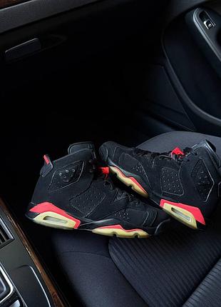 Кросівки жіночі nike air jordan 6 retro чорно-червоні оригінал