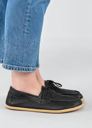 Мокасины топсайдеры мужские atlantis handmade shoes кожаные черные ручная работа