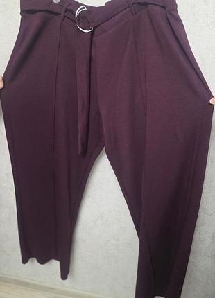 Бордовые брюки палаццо/широкие брюки с поясом primark батал р. - 3xl-4xl(54-58)