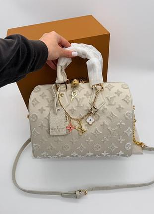 Шкіряна сумка speedy 25см з тимненням монограм l 2