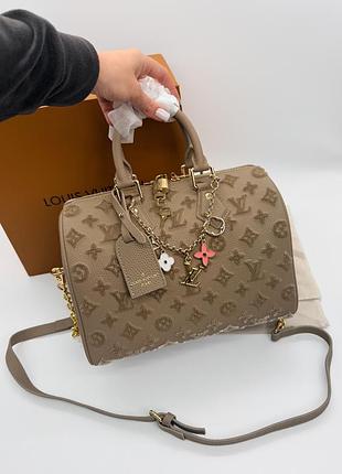 Шкіряна сумка speedy 25см з тимненням монограм l