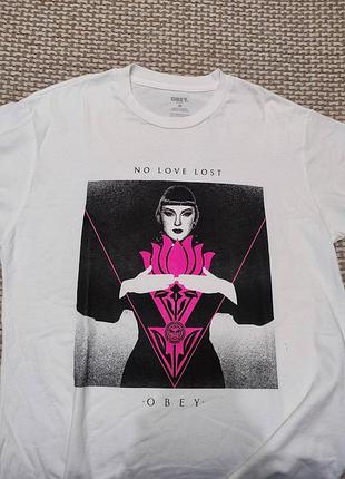 Футболка унісекс obey біла з принтом 100% бавовна