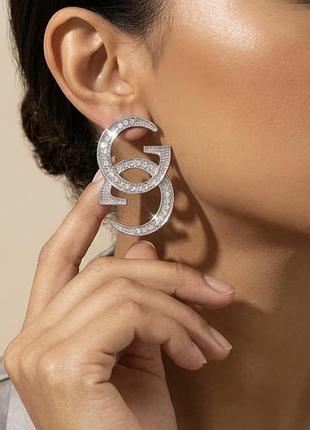 Сережки для жінок gucci гвоздики сріблясті з кристалами