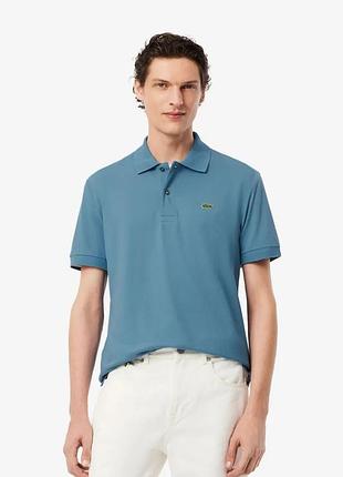 Мужская голубая футболка поло lacoste оригинал лакост светло синяя размер xxl 2xl
