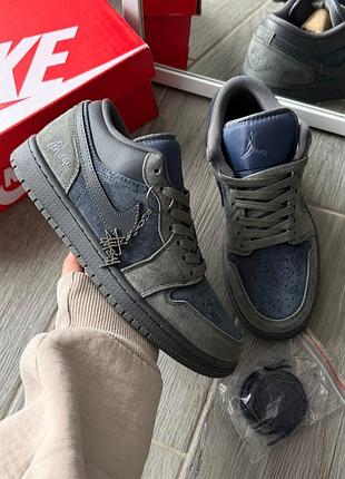 Nike air jordans retro 1 low stussy grey blue