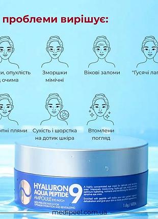 Патчі під очі medi-peel hyaluron aqua peptide 9 ampoule eye patch гідрогелеві 3