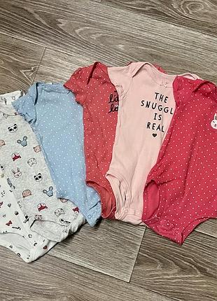 Боді для дівчаток carter's набір з 6 штук з коротким рукавом 3-6 місяців