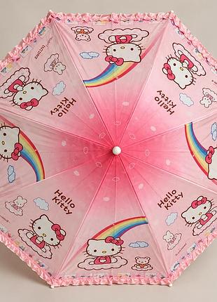 Дитяча парасолька hello kitty рожева з рюшами
