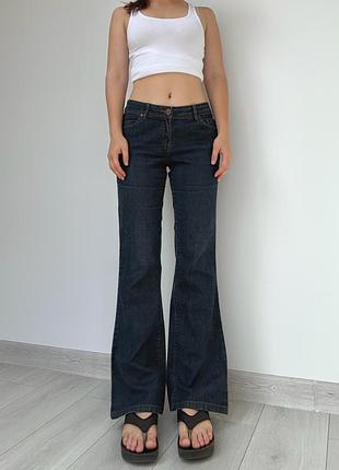Джинсы 40 l синие средняя низкая талия посадка клеш bootcut vintage винтаж 2000s 90s ретро y2k