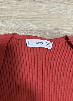 Жіночий лонгслів mango теракотовий в рубчик 2