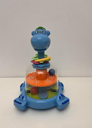 Дитяча дзига lean toys бегемот синя з кульками