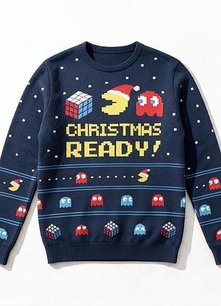 Мужской новогодний свитер c&amp;a xxl с принтом pac-man, 100% акрил